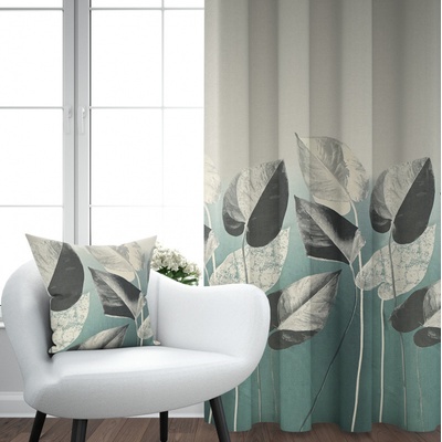 Ervi Blackout zatemňovací závěs Super print - Elegantní listí č.23