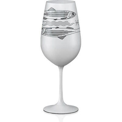 Petr Kmenta Porcelán Hodonín Sklenice na víno Ryby Bílá 550 ml