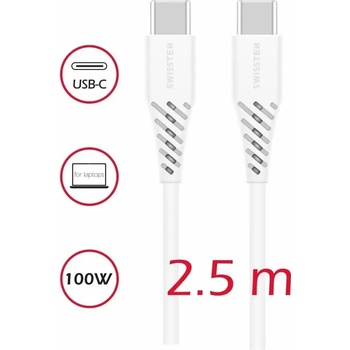 Swissten 71506530 TPE USB-C/USB-C (PD) 5A (100W), 2,5m, bílý