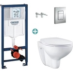 GROHE Комплект казанче Grohe Rapid SL с капак Skate Cosmopolitan и тоалетна чиния Grohe Bau Ceramic Rimless с капак с плавно затваряне (38772001+39351000)