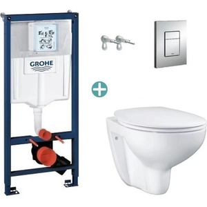 GROHE Комплект казанче Grohe Rapid SL с капак Skate Cosmopolitan и тоалетна чиния Grohe Bau Ceramic Rimless с капак с плавно затваряне (38772001+39351000)