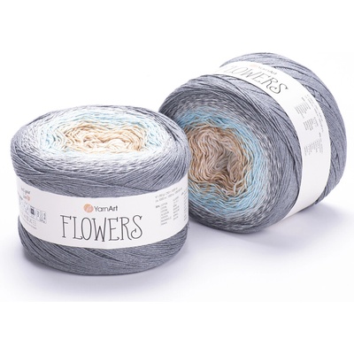 Yarn Art příze Flowers 268 béžová, modrá, šedá