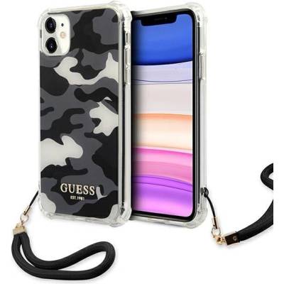 GUESS Калъф за телефон Guess GUHCN61KSARBK Camo Collection за Apple iPhone 11, черен (GUE001331)