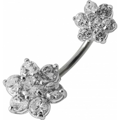 S4U Stříbrný piercing do pupíku kytičky (čirá) BP01109-C
