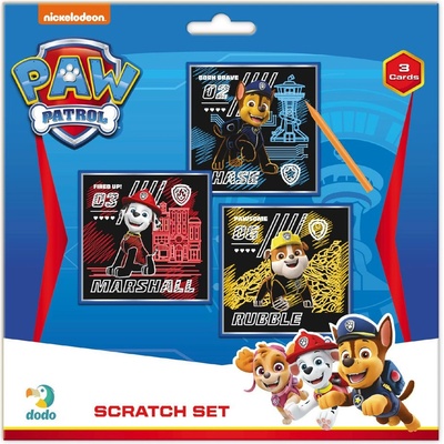 Škrabací obrázok 3ks farebný Tlapková patrola Paw Patrol 20x20cm