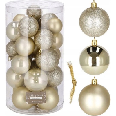 SPRINGOS Vianočné banky zlaté mix 4 5 6cm sada 30ks