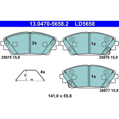 Sada brzdových platničiek, vždy 4 kusy v sade ATE 13.0470-5658.2 (13047056582)