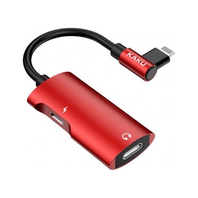 KAKU 4in1 adaptér lightning / 3.5mm mini jack červený KSC-377