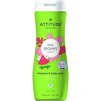 ATTITUDE Little leaves detské telové mydlo a šampón 2 v 1 s vôňou melónu a kokosu 473 ml