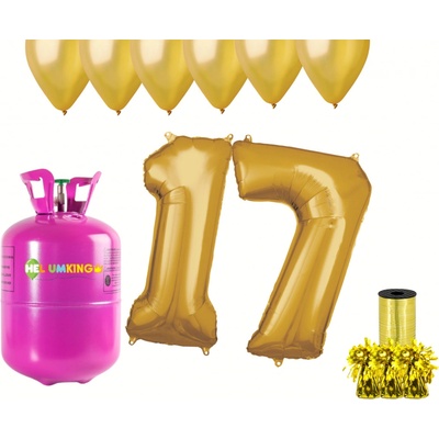 HeliumKing Helium párty set na 17. narozeniny se zlatými balónky