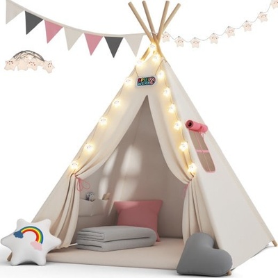 Deuba Dětský stan Teepee 160 x 130 x 130 cm růžový – Zboží Dáma