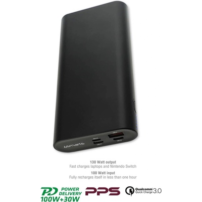 4smarts Power Bank Enterprise 2 20000mAh 130W with Quick Charge and PD - външна батерия с USB-C изход и технологии за бързо зареждане (черен)