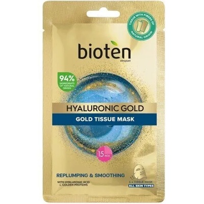 BIOTEN Лист маска за лице, Bioten Hyaluronic Gold Tissue Mask 25ml