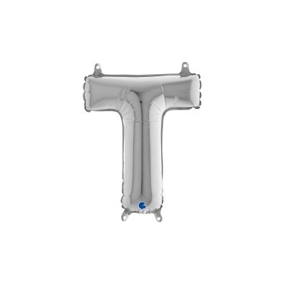 GRABO fóliový balónek PÍSMENO STŘÍBRNÉ MINI T 35cm,14 nafukovací