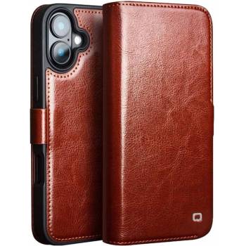 Qialino Кожен Калъф за iPhone 16, Qialino Book Case, Кафяв (5966011150562)
