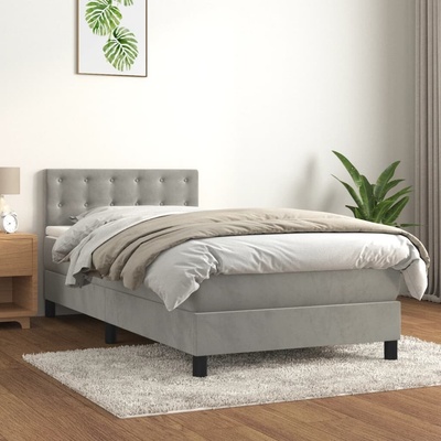 vidaXL 3141516 Boxspring postel s matrací samet / barva světle šedá