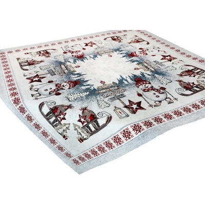 Mondo Vianočný ženilkový obrus Severný pól na bielom Chenille IT037A 90x90 cm