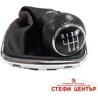 Paolo Топка за скоростен лост с маншон съвместима с VW Golf / Bora с 6 скорости - червен конец (58329)