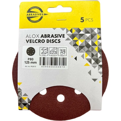 PROFESSIONAL ABRASIVES výsek brusný pr. 125mm zr. 40 SZ, 8 otvorů (5ks)