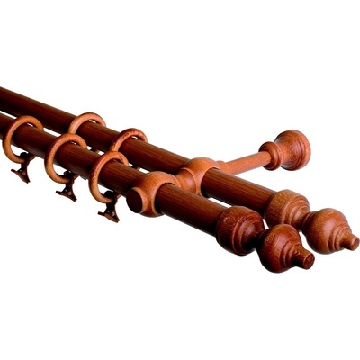 OK-GarnýžeCZ Garnýž dvouřadá 28mm třešeň 460 cm do stěny / kroužky s žabkou
