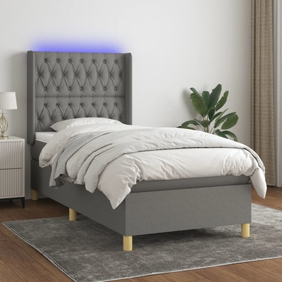 Petrashop 3139078 boxspring postel s matrací a LED tmavě šedá textil