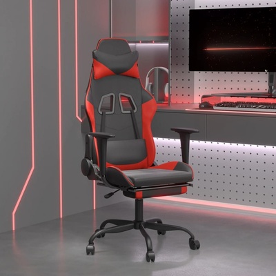 Petrashop Herní židle s podnožkou černá a červená umělá kůže Černý 3143654