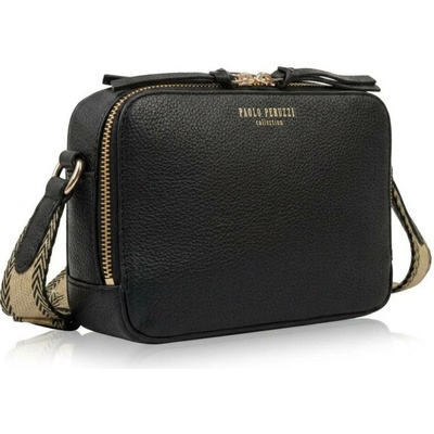 Čierna dámska kožená crossbody kabelka Lone