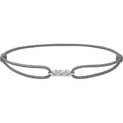 Tiami provázkový náramek Pure Line 3 z bílého zlata s diamanty tmavě šedý BPL3W2106