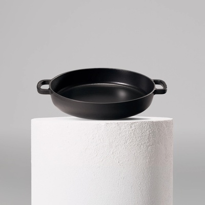 Huuust Smaltovaná litinová sauté pánev 32 cm Matná černá