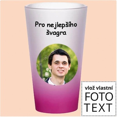 Bezvadný dárek Sklenice matná fialový přechod s vlastní fotkou 450 ml