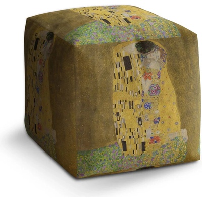 Sablio Taburet Kocka Polibek - Gustav Klimt: 40x40x40 cm