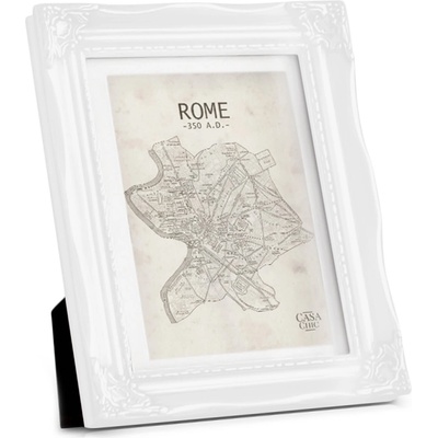 Casa Chic Regent, рамка за картина, правоъгълна, 17 × 12 cm снимки, паспарту, стъкло, рококо (ROCOCO-5x7-WHT) (ROCOCO-5x7-WHT)