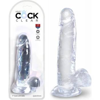 Image 1 of Топ дилдо с тестиси в прозрачен цвят, 19, 4см. - King Cock Clear (PIPE575420)