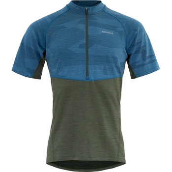 Devold STANDAL Merino TEE ZIP NECK modrá khaki čierna