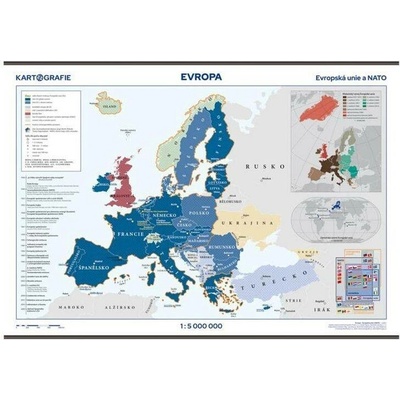 Evropa – Evropská unie a NATO – školní nástěnná mapa