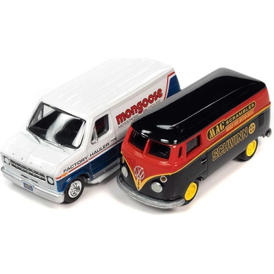 Johnny Lightning Volkswagen Type-2 Transporter 1965 černý + Ford Econoline Van 1976 1:64