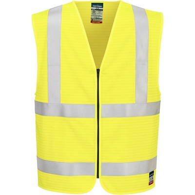 PortWest HI-VIS Bizflame FR615 reflexní antistatcká a nehořlavá vesta na zip HV žlutá