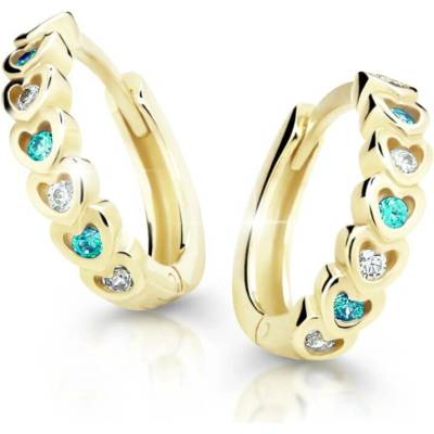 Cutie Kids Jewellery Gold Zlaté náušničky kroužky srdíčka C3341