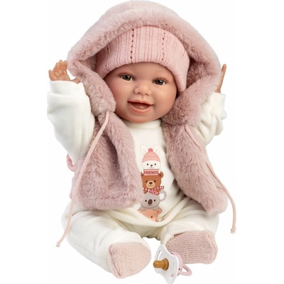 Llorens 63814 NEW BORN realistická panenka miminko se zvuky a měkkým látkovým tělem 38 cm