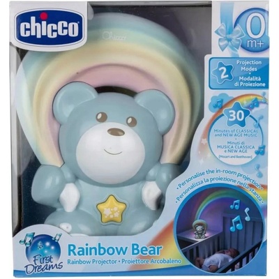 Chicco macko s projektorem duhy a melodií modrý