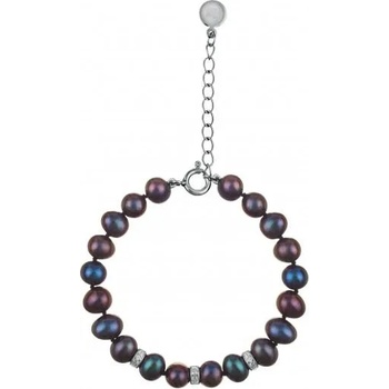 Image 1 of Swan Гривна със сладководни черни перли с циркони R044BB Swan