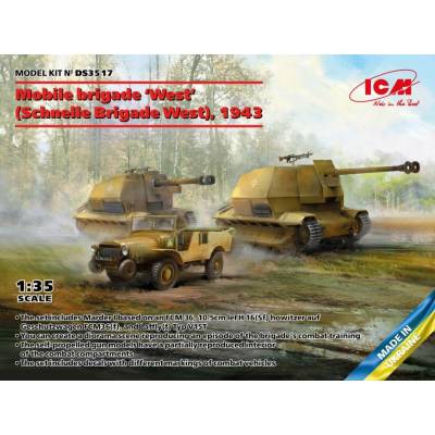 ICM Mobile brigade 'West' Schnelle Brigade West 1943 Marder I 10.5cm leFH 16 Sf auf Geschutzw 1:35
