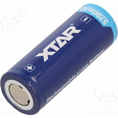 XTAR 26650 5200 7A FLAT TOP Akum: Li-Ion; 26650; 3,6V; 5200mAh; Ø26,6x68mm; 7A; 1ks.