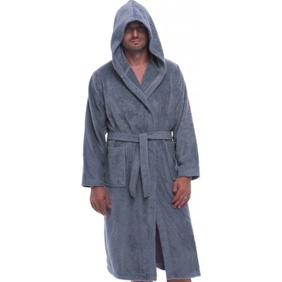 Šedý pánský froté župan s kapucí – Zboží Dáma