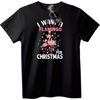 NOONEBRAND Тениска Коледен Фламинго - 3XL, White