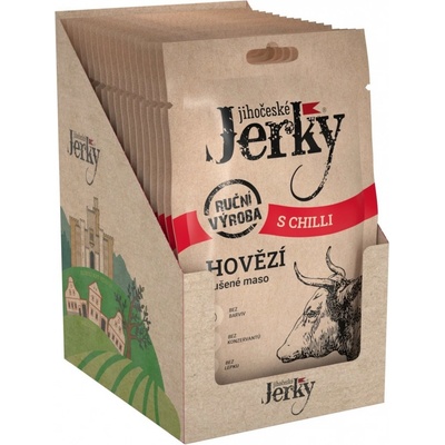 Sušené maso Jihočeské Jerky Hovězí s chilli 20 x 20 g