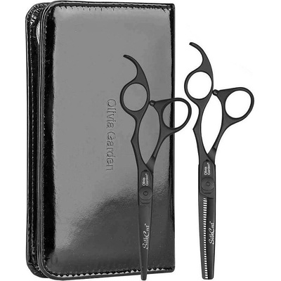 Olivia Garden SilkCut Shear Matt Black Edition SET sada profi kadeřnických nůžek