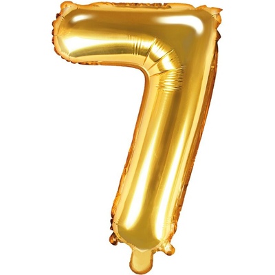 PartyDeco Balón fóliový číslo 7 35 cm zlatý
