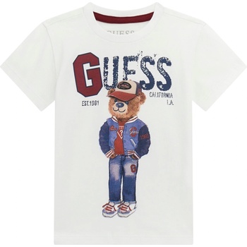 Guess Тениска с къс ръкав Guess - С мече, бяла, 18 м (20253-N5YI22-K8HM4-G011-18M)