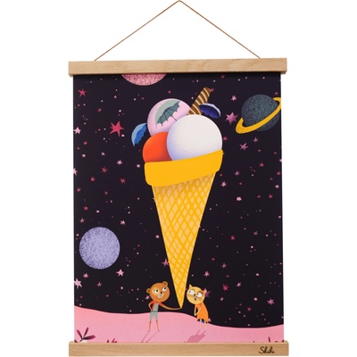 Art print plagát Skibi A3 - Vesmírna zmrzlina - dubová lišta uni